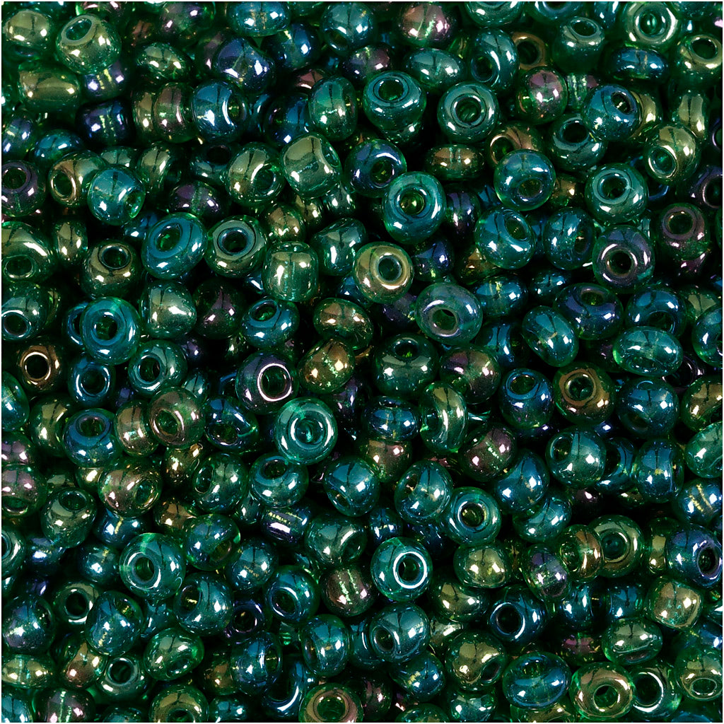 Creativ company rocailles, d 3 mm, afm 8 0, gatgrootte 0,6-1,0 mm, groen glans, 25 gr 1 doos