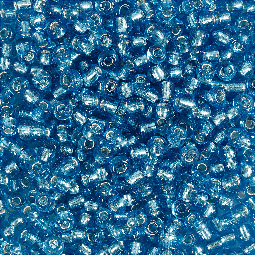 Creativ company rocailles, d 3 mm, afm 8 0, gatgrootte 0,6-1,0 mm, helder turquoise, 25 gr 1 doos