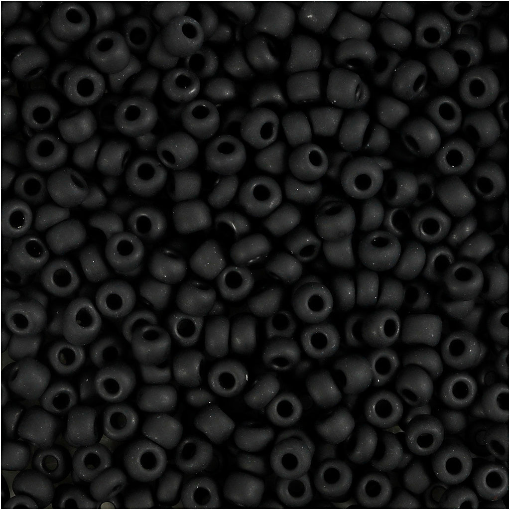 Creativ company rocailles, d 3 mm, afm 8 0, gatgrootte 0,6-1,0 mm, mat zwart, 25 gr 1 doos