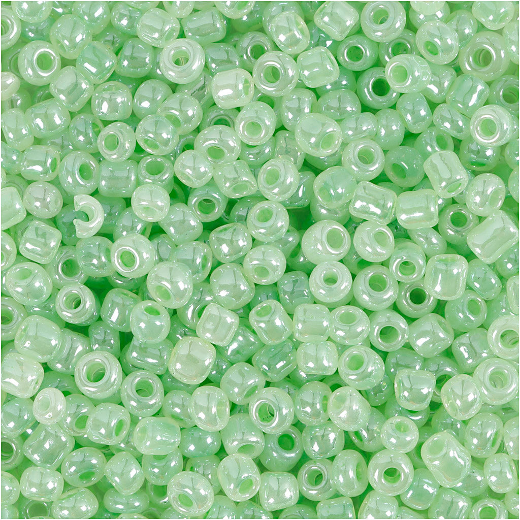 Creativ company rocailles, d 3 mm, afm 8 0, gatgrootte 0,6-1,0 mm, lichtgroen, 25 gr 1 doos