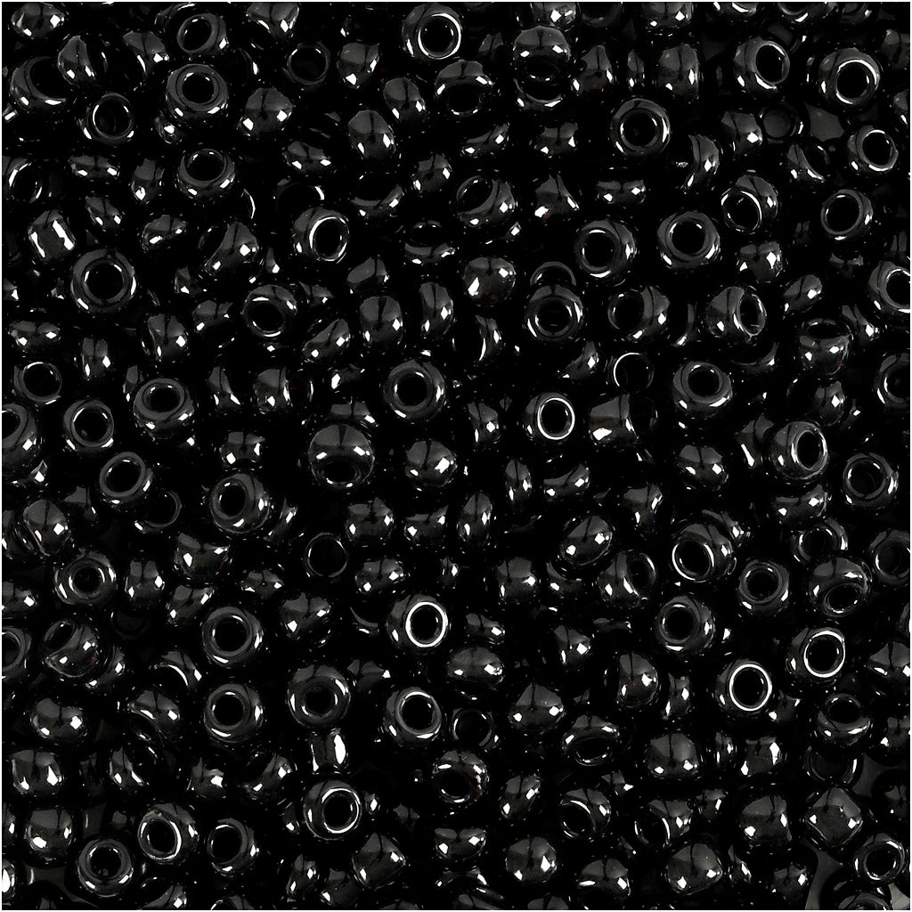 Creativ company rocailles, d 3 mm, afm 8 0, gatgrootte 0,6-1,0 mm, zwart, 25 gr 1 doos