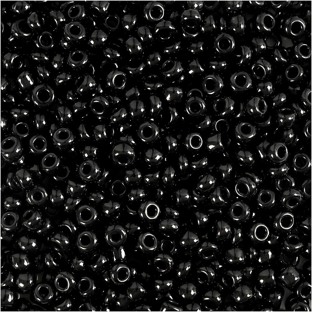 Creativ company rocailles, d 3 mm, afm 8 0, gatgrootte 0,6-1,0 mm, zwart, 500 gr 1 doos