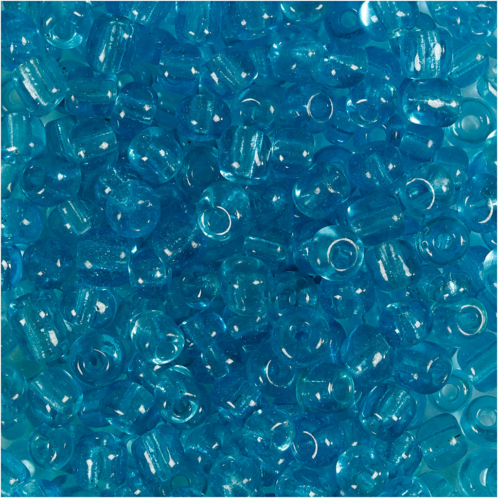 Creativ company rocailles, d 4 mm, afm 6 0, gatgrootte 0,9-1,2 mm, helder turquoise, 25 gr 1 doos