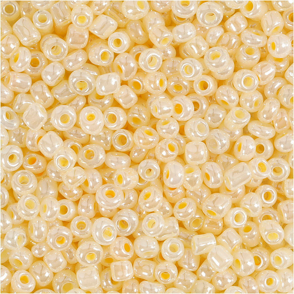 Creativ company rocailles, d 3 mm, afm 8 0, gatgrootte 0,6-1,0 mm, ivoor, 25 gr 1 doos