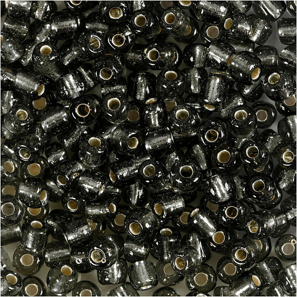 Creativ company rocailles, d 4 mm, afm 6 0, gatgrootte 0,9-1,2 mm, helder grijs, 25 gr 1 doos