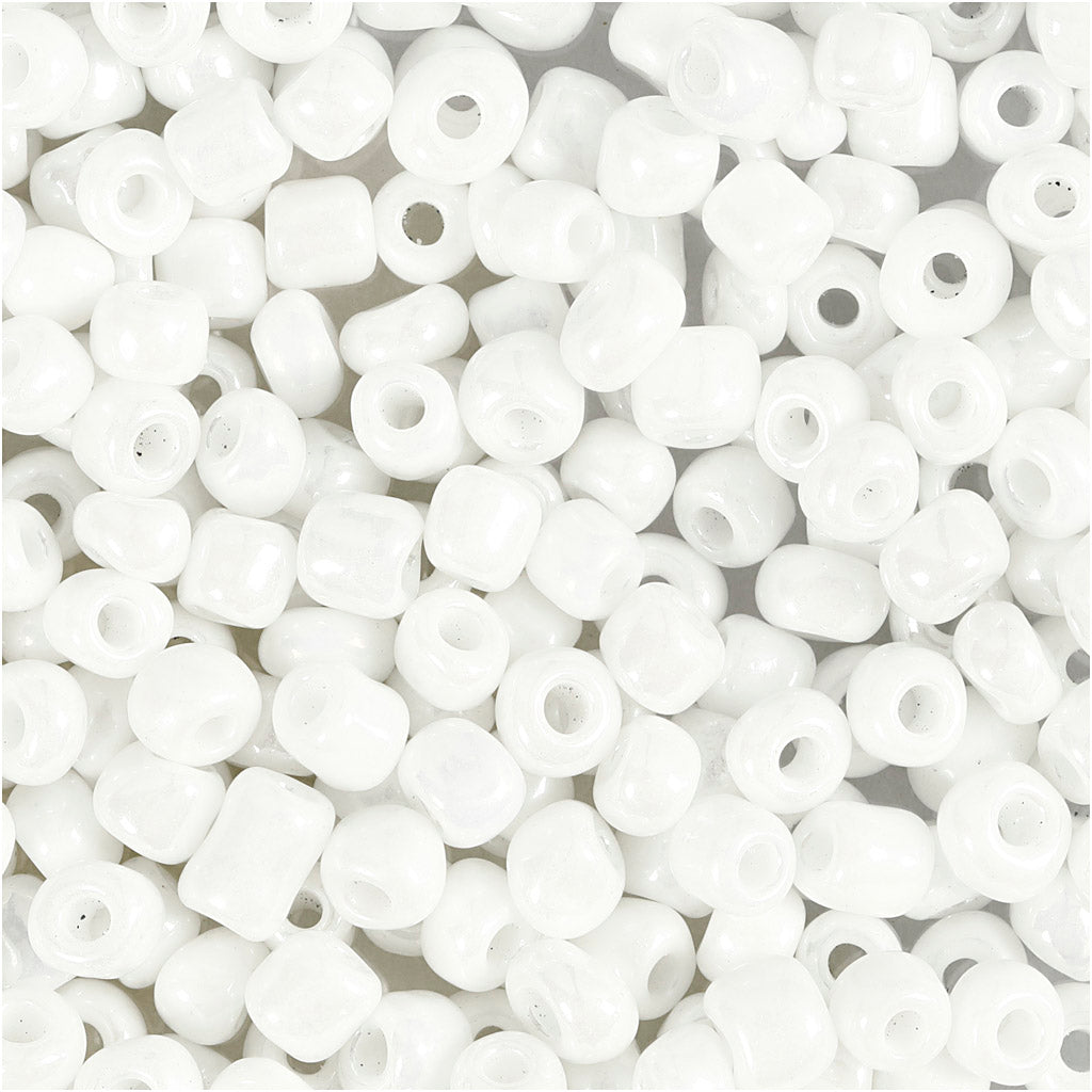 Creativ company rocailles, d 4 mm, afm 6 0, gatgrootte 0,9-1,2 mm, wit parelmoer, 25 gr 1 doos