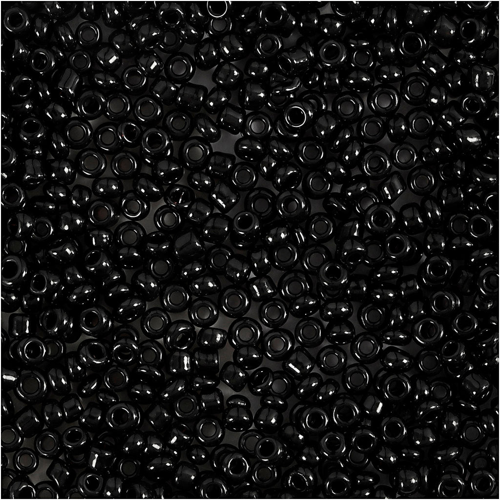 Creativ company rocailles, d 2 mm, afm 12 0, gatgrootte 0,8 mm, zwart, 25 gr 1 doos