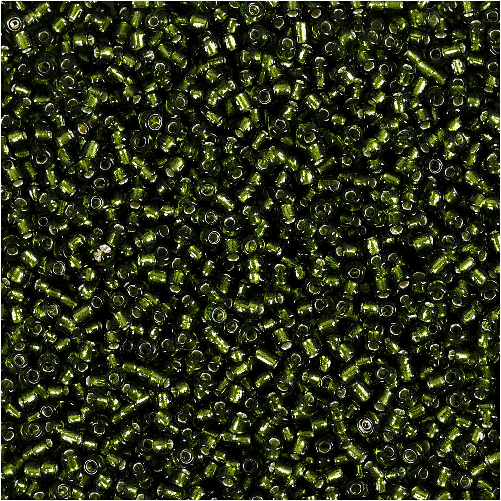 Creativ company rocailles, d 1,7 mm, afm 15 0, gatgrootte 0,5-0,8 mm, gras groen, 25 gr 1 doos