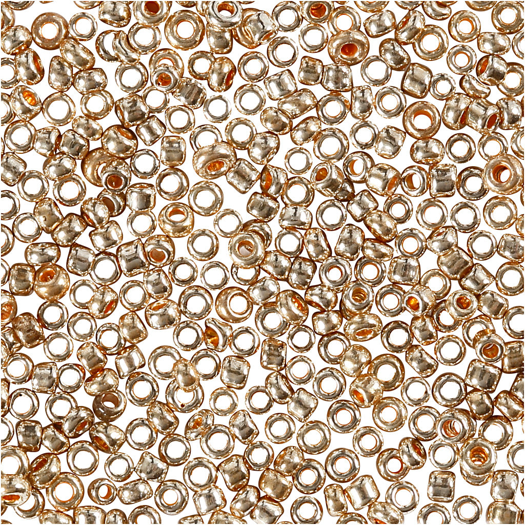 Creativ company rocailles, d 1,7 mm, afm 15 0, gatgrootte 0,5-0,8 mm, roze goud, 25 gr 1 doos