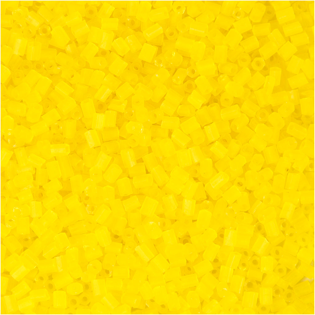 Creativ company rocailles 2-cut, d 1,7 mm, afm 15 0, gatgrootte 0,5 mm, transparant geel, 25 gr 1 doos