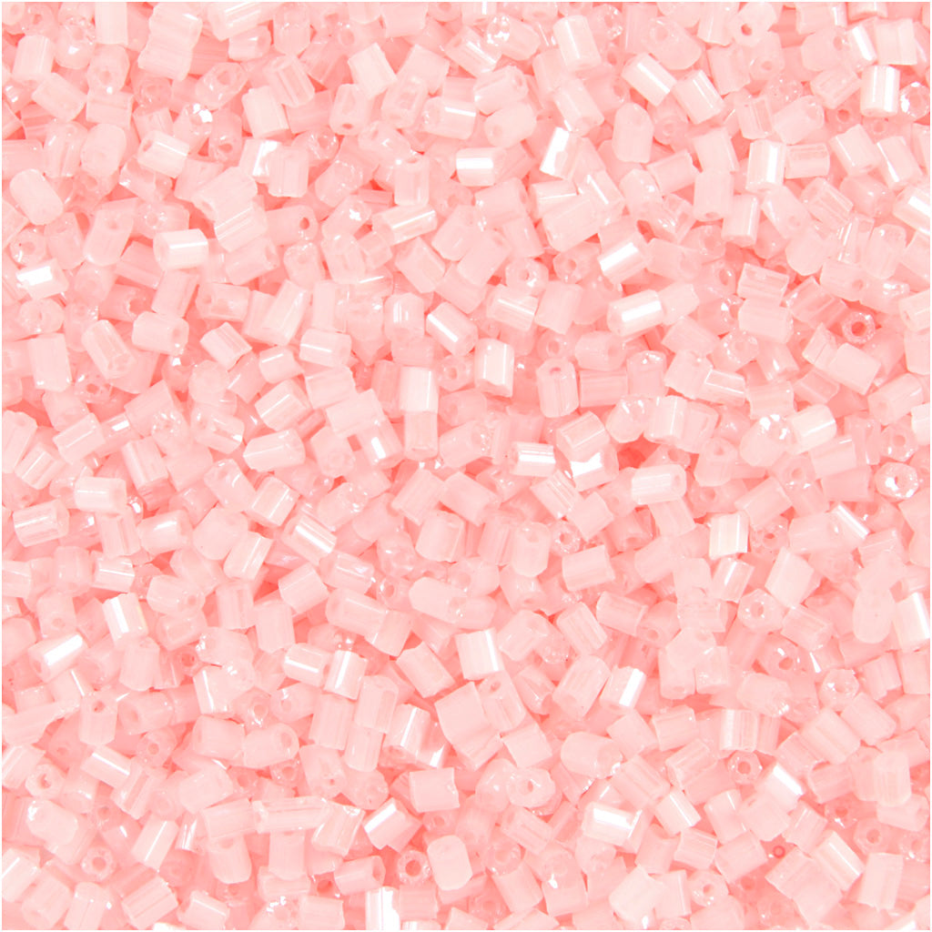 Creativ company rocailles 2-cut, d 1,7 mm, afm 15 0, gatgrootte 0,5 mm, transparant roze, 25 gr 1 doos