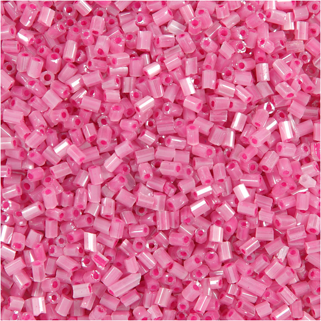 Creativ company rocailles 2-cut, d 1,7 mm, afm 15 0, gatgrootte 0,5 mm, roze, 25 gr 1 doos