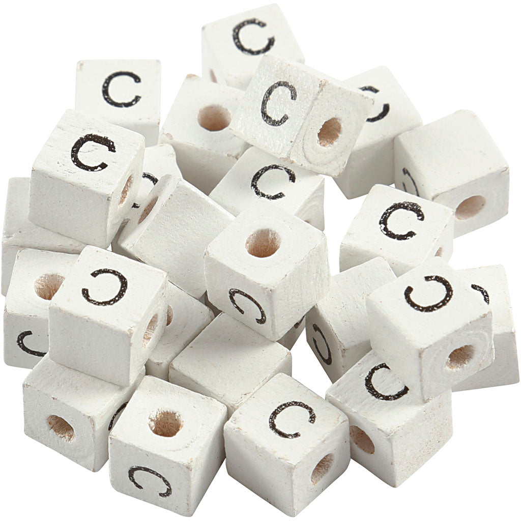 Creativ company letterkralen, c, afm 8x8 mm, gatgrootte 3 mm, wit, 25 stuk 1 doos