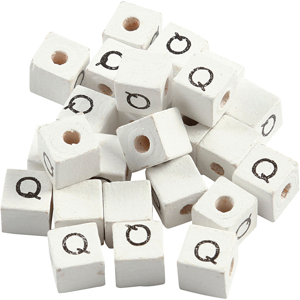 Creativ company letterkralen, q, afm 8x8 mm, gatgrootte 3 mm, wit, 25 stuk 1 doos
