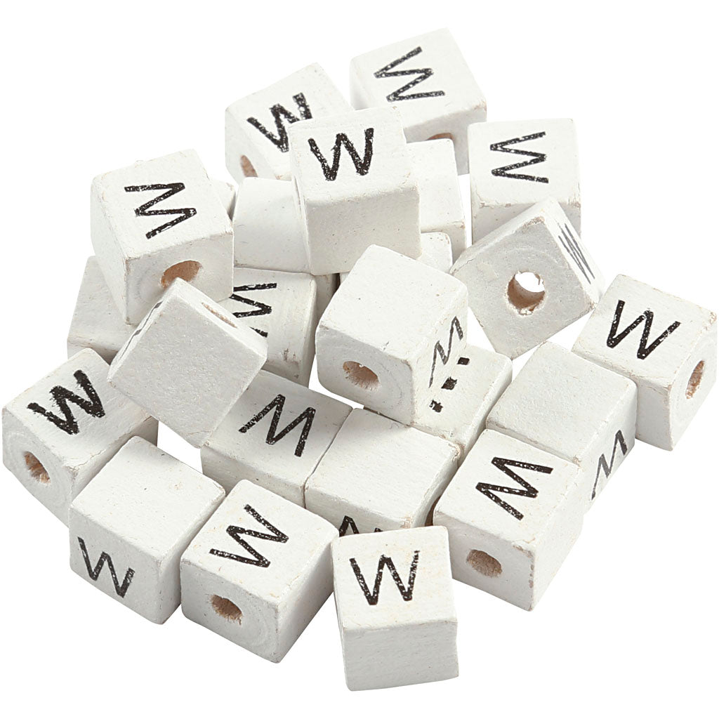 Creativ company letterkralen, w, afm 8x8 mm, gatgrootte 3 mm, wit, 25 stuk 1 doos