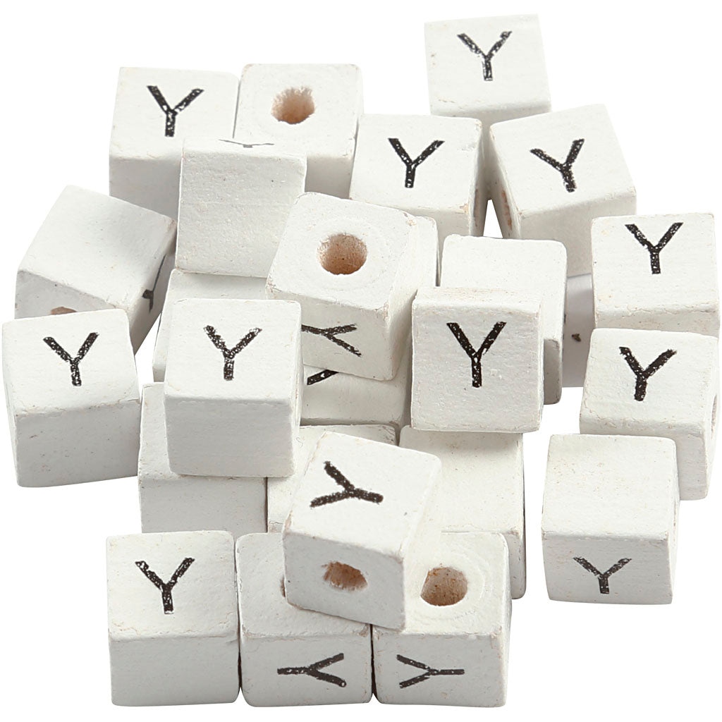 Creativ company letterkralen, y, afm 8x8 mm, gatgrootte 3 mm, wit, 25 stuk 1 doos