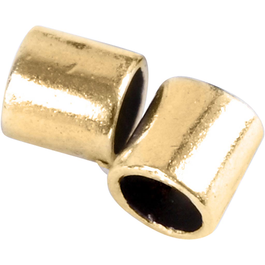 Creativ company knijpkralen tube, afm 2x2 mm, gatgrootte 1,4 mm, verguld, 80 stuk 1 doos