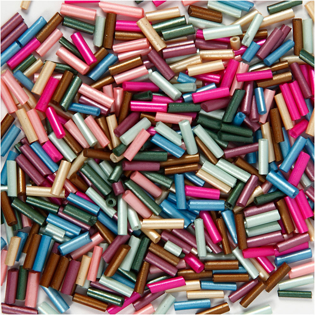 Creativ company kralen mix, l: 6 mm, d 1,5-2 mm, gatgrootte 1 mm, metallic kleuren, 130 gr 1 doos