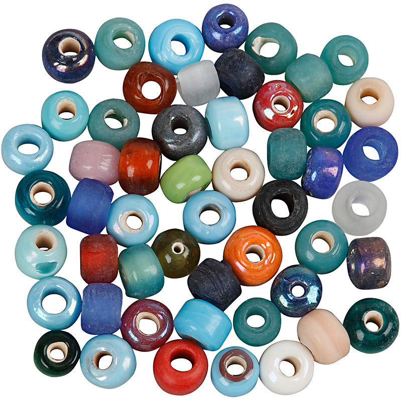 Creativ company glaskralen, d 9 mm, gatgrootte 2,5-3 mm, ca. 680 stuk, diverse kleuren, 500 gr 1 doos