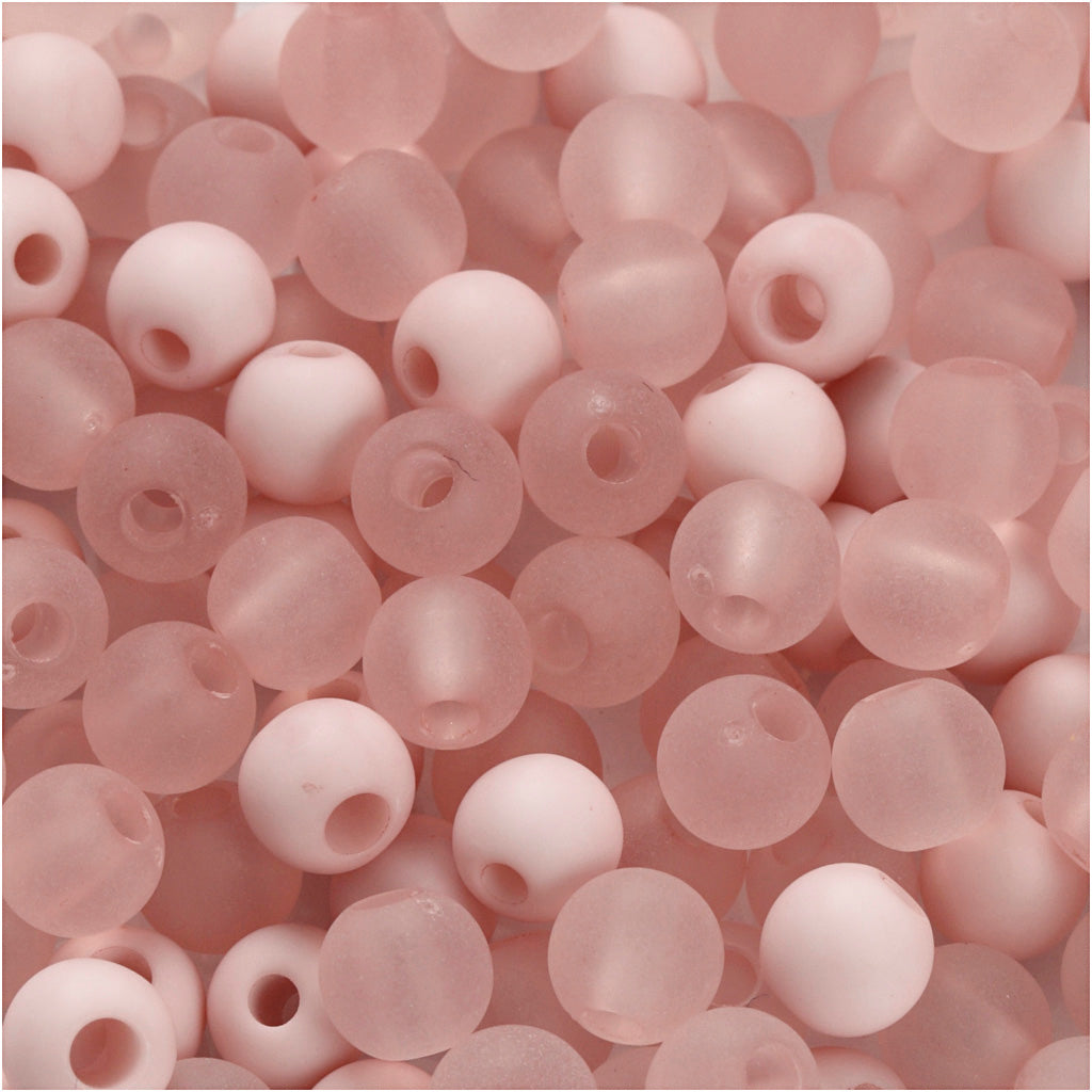 Creativ company plastic kralen, d 6 mm, gatgrootte 2 mm, ca. 150 stuk, roze, 40 gr 1 doos