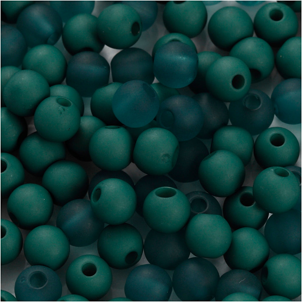 Creativ company plastic kralen, d 6 mm, gatgrootte 2 mm, ca. 150 stuk, flessengroen, 40 gr 1 doos