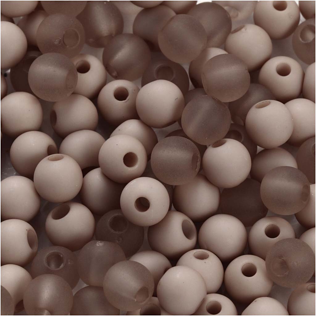 Creativ company plastic kralen, d 6 mm, gatgrootte 2 mm, ca. 150 stuk, lichtgrijs, 40 gr 1 doos