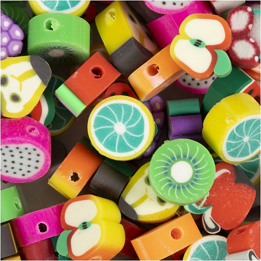 Creativ company figuurkralen, fruit, d 10 mm, gatgrootte 1,5 mm, ca. 60 stuk, 60 stuk 1 doos