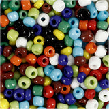 Creativ company rocailles, d 4 mm, afm 6 0, gatgrootte 0,9-1,2 mm, diverse kleuren, 130 gr 1 doos