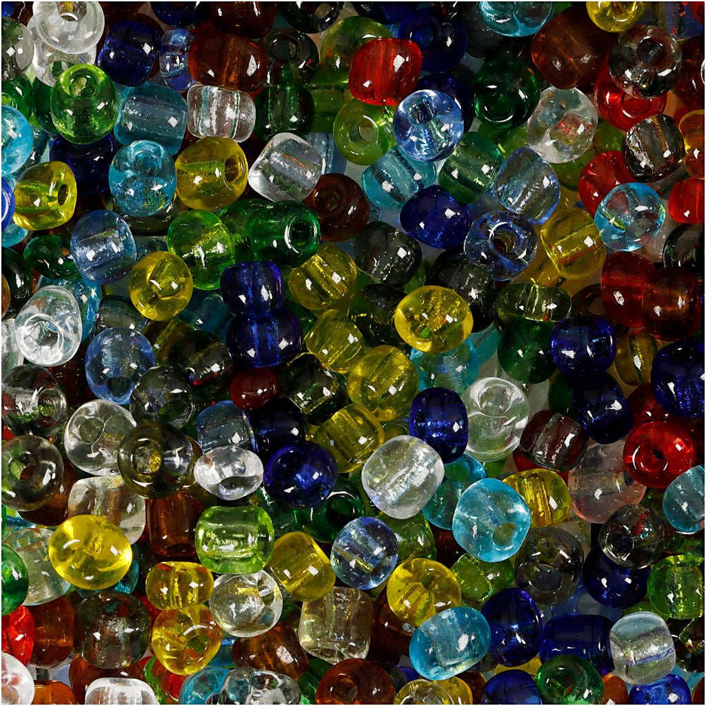 Creativ company rocailles, d 4 mm, afm 6 0, gatgrootte 0,9-1,2 mm, transparant glans, 1000 gr 1 doos
