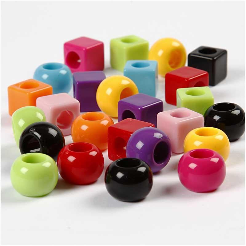 Creativ company plastic kralen, afm 11 mm, gatgrootte 7 mm, ca. 60 stuk, diverse kleuren, 75 gr, 150 ml 1 doos