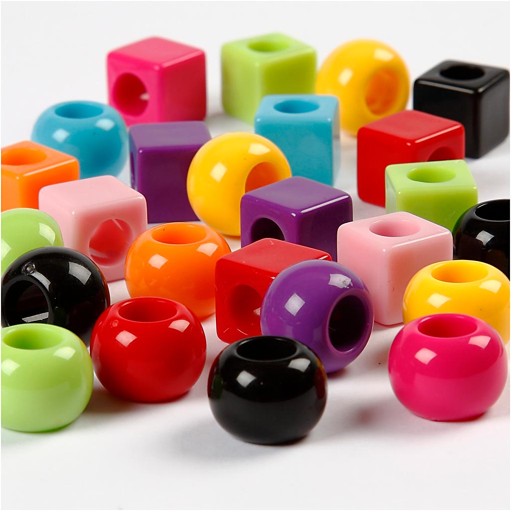 Creativ company kunststof kralen, afm 11 mm, gatgrootte 7 mm, ca. 750 stuk, diverse kleuren, 1000 gr, 1700 ml 1 doos