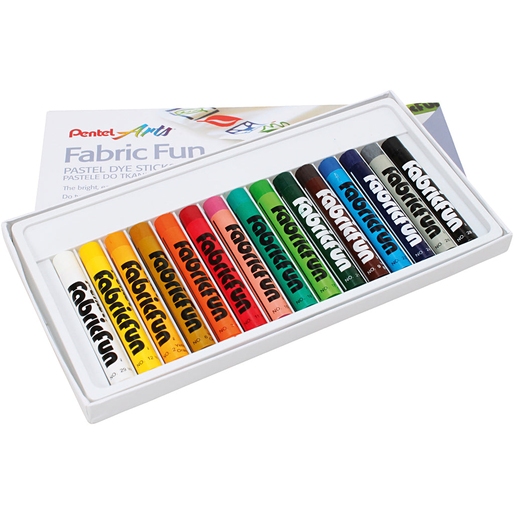 Textielkrijt, diverse kleuren, 15 stuk 1 doos