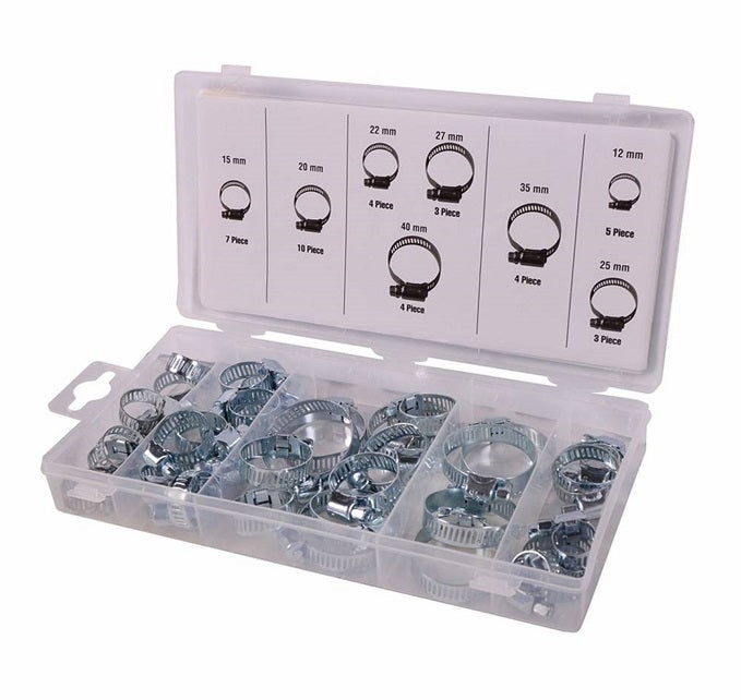 Slangklem assortiment, 40 stuks in opbergbox