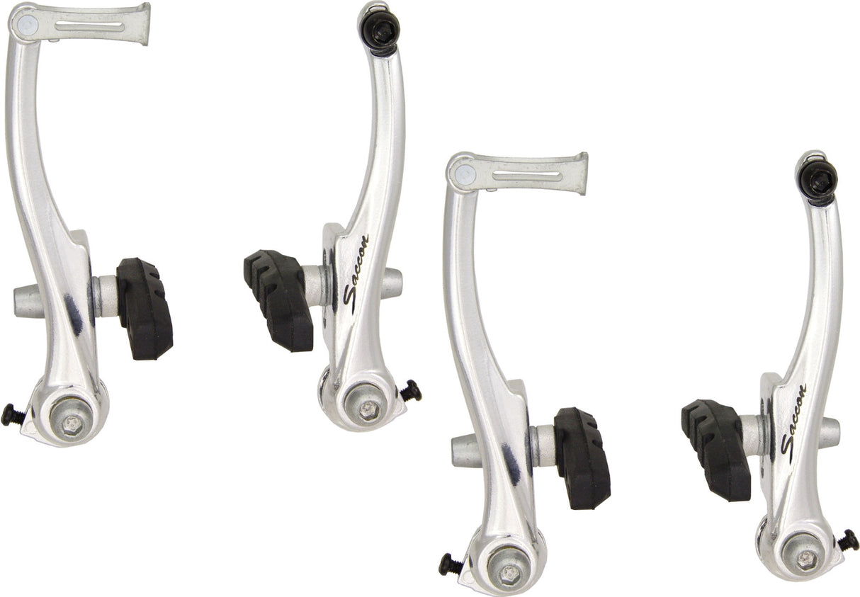 Saccon v-brake set voor en achter aluminium - zilver
