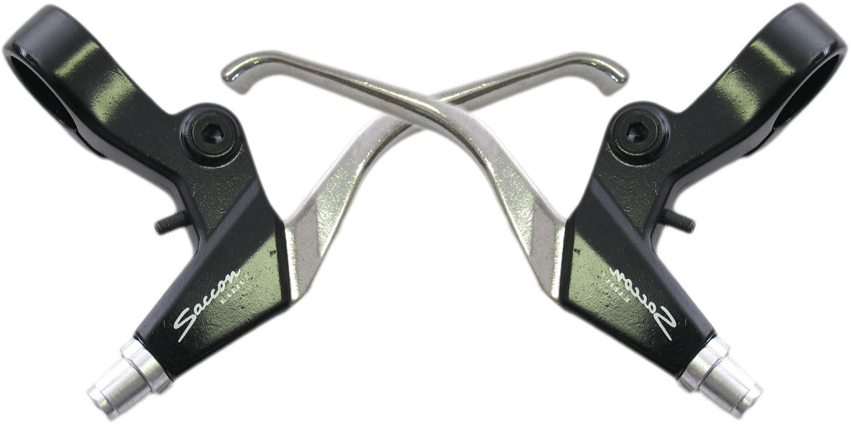 Saccon remgreepset v-brake - 3 vingers - zwart zilver