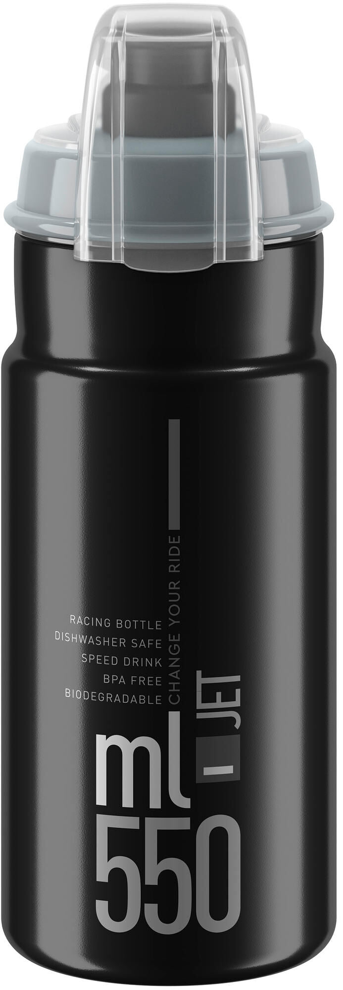 Elite bidon jet plus bottle jet plus 550ml black grey with cap