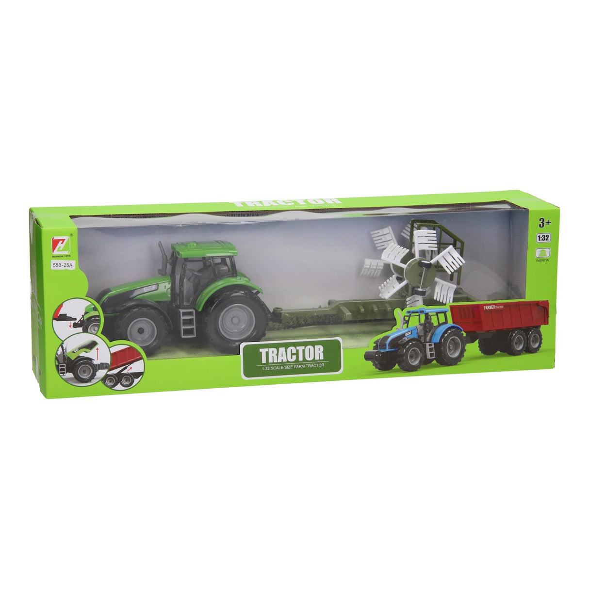Tractor met hooischudder 1:32