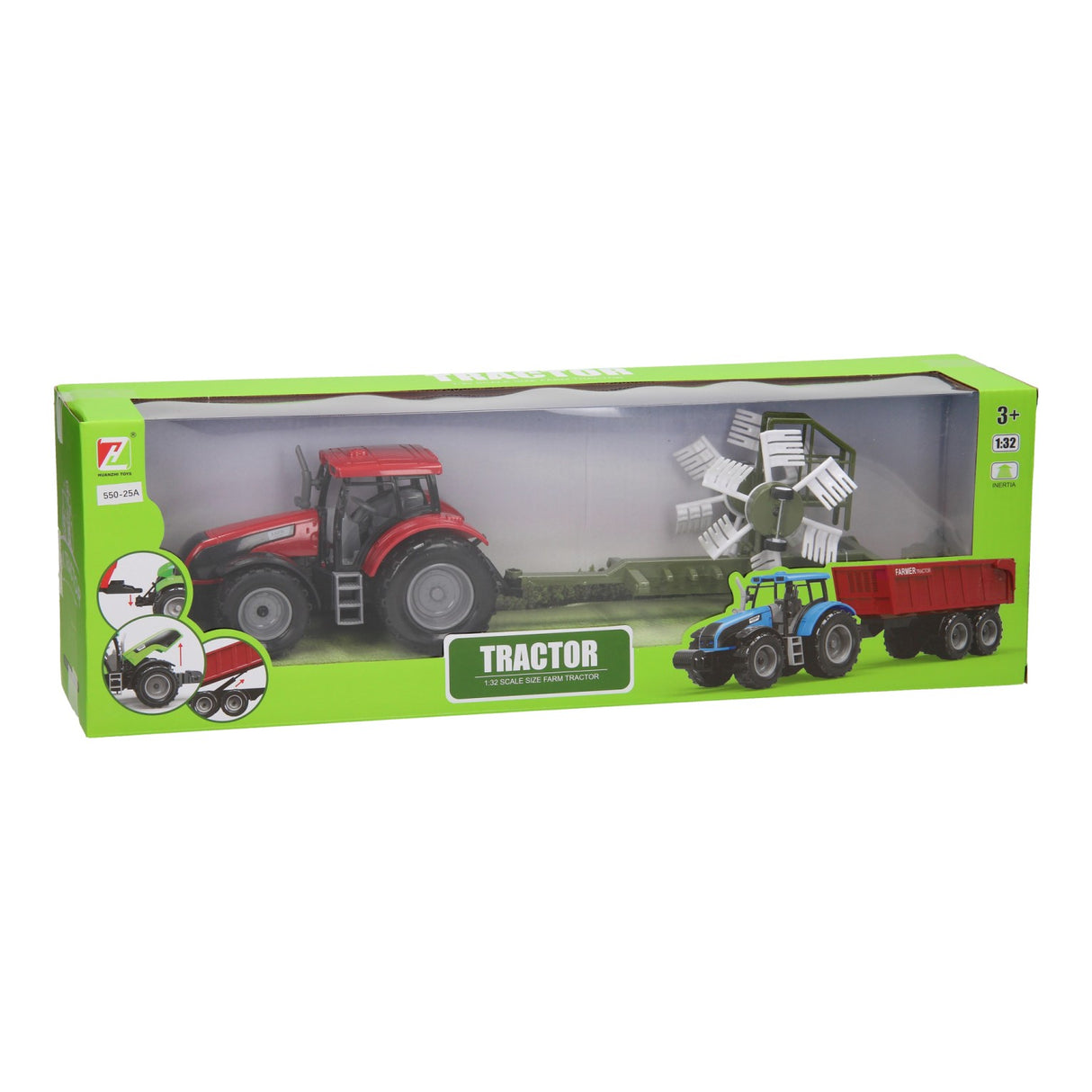 Tractor met hooischudder 1:32