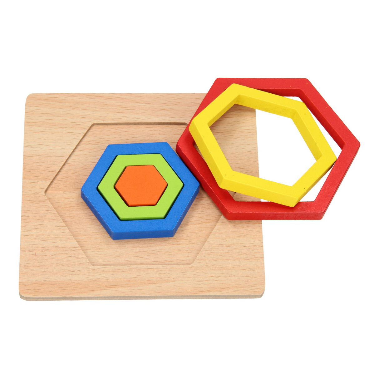 Houten vormenpuzzel - zeshoek