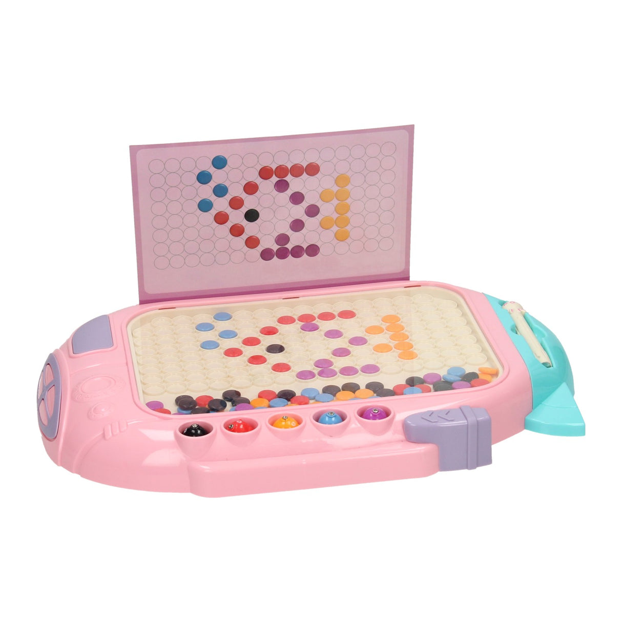 Kleuren knoppen spel met magnetische pen roze