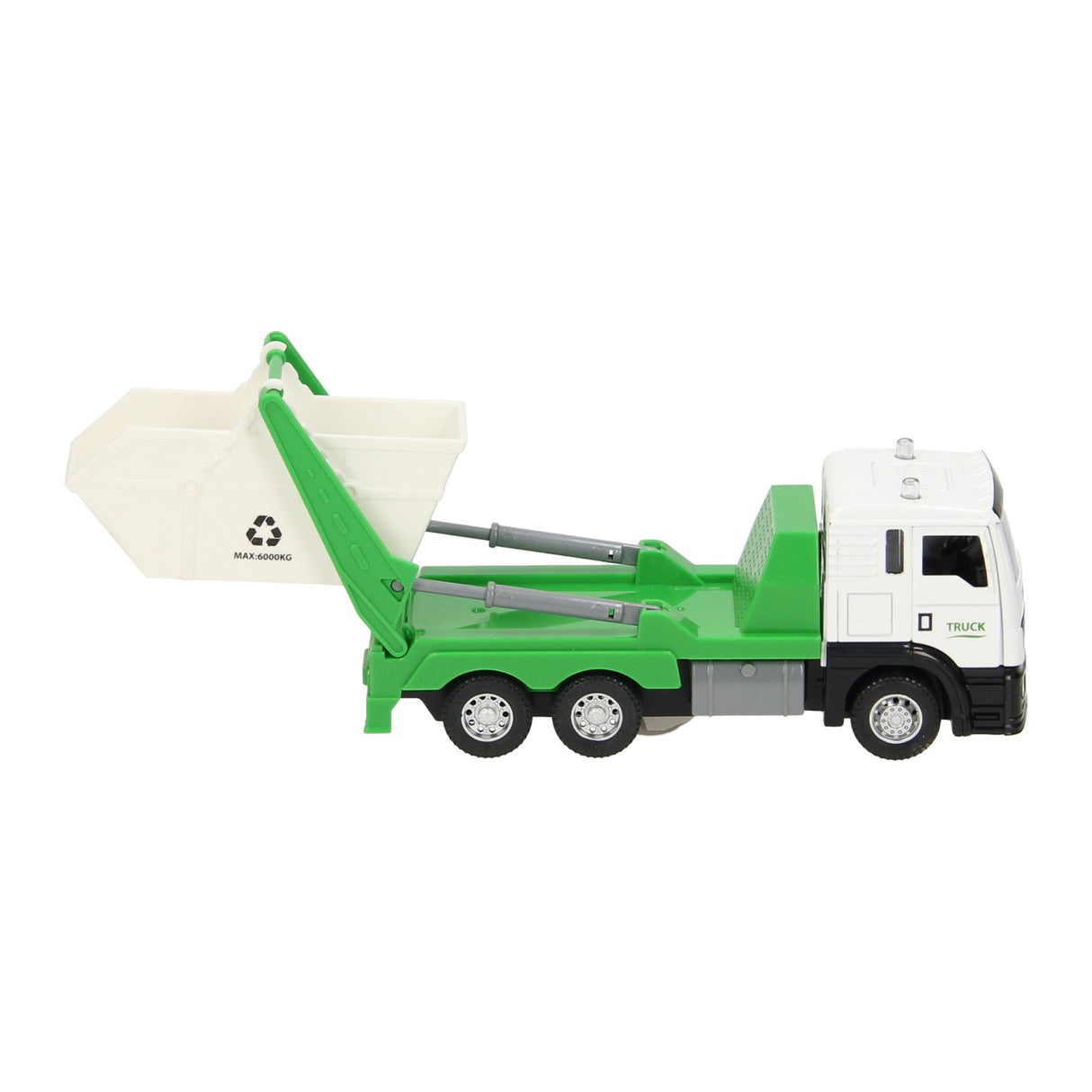 Truck met afvalcontainer licht geluid