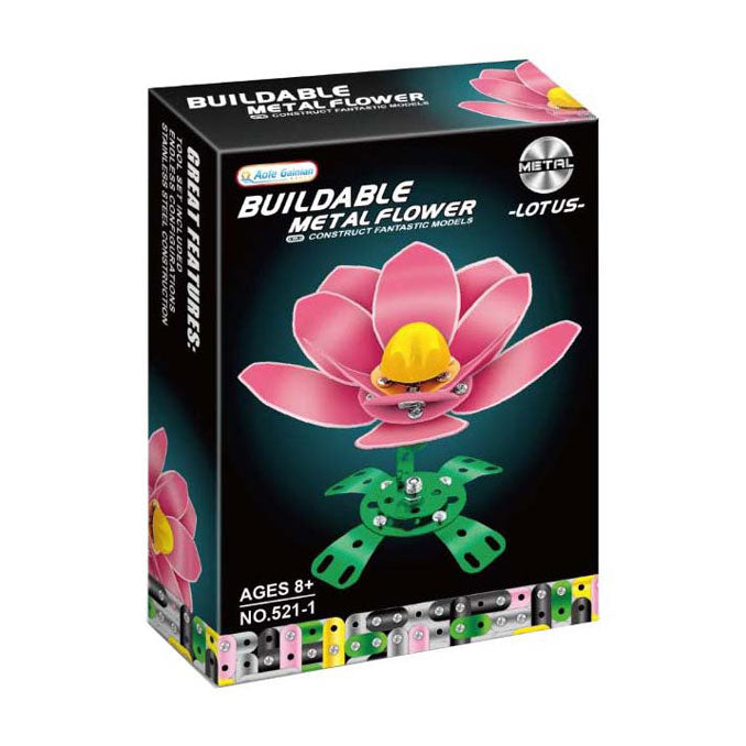 Metalen constructieset roze klaproos