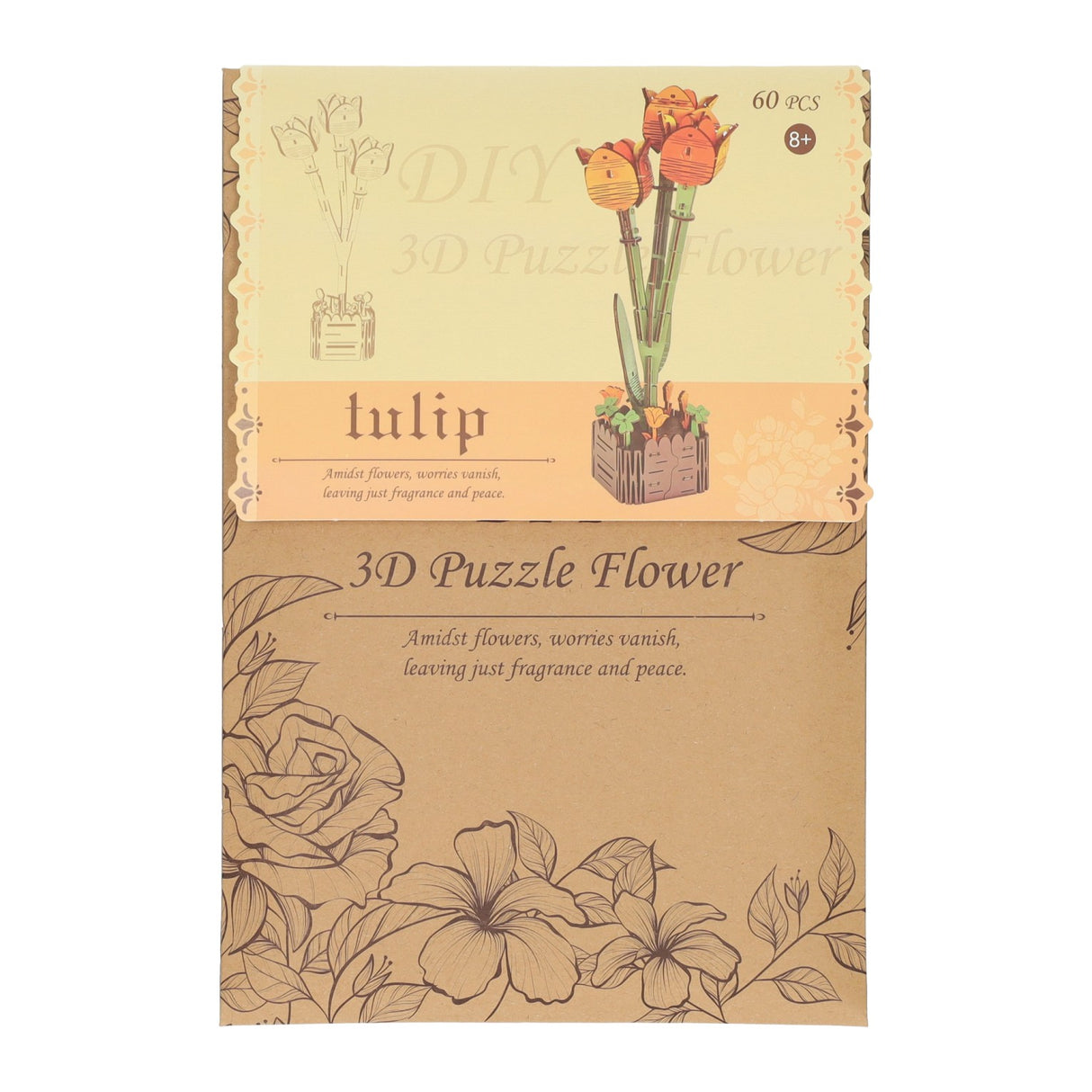 Houten 3d bouwpakket tulpen - 60dlg.