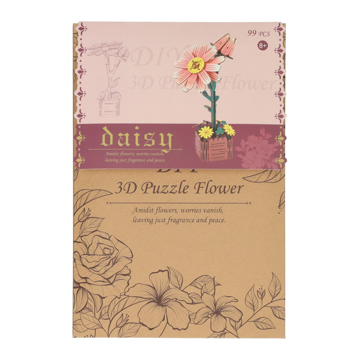 Houten 3d bouwpakket daisy flower - 99dlg.