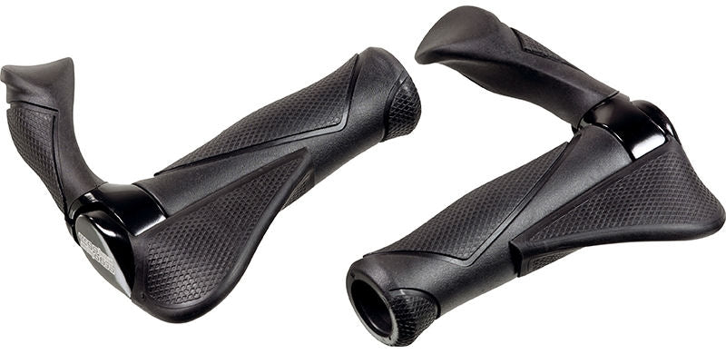Ergotec handvatpaar mf2 small kraton aluminium 130+130 mm - zwart