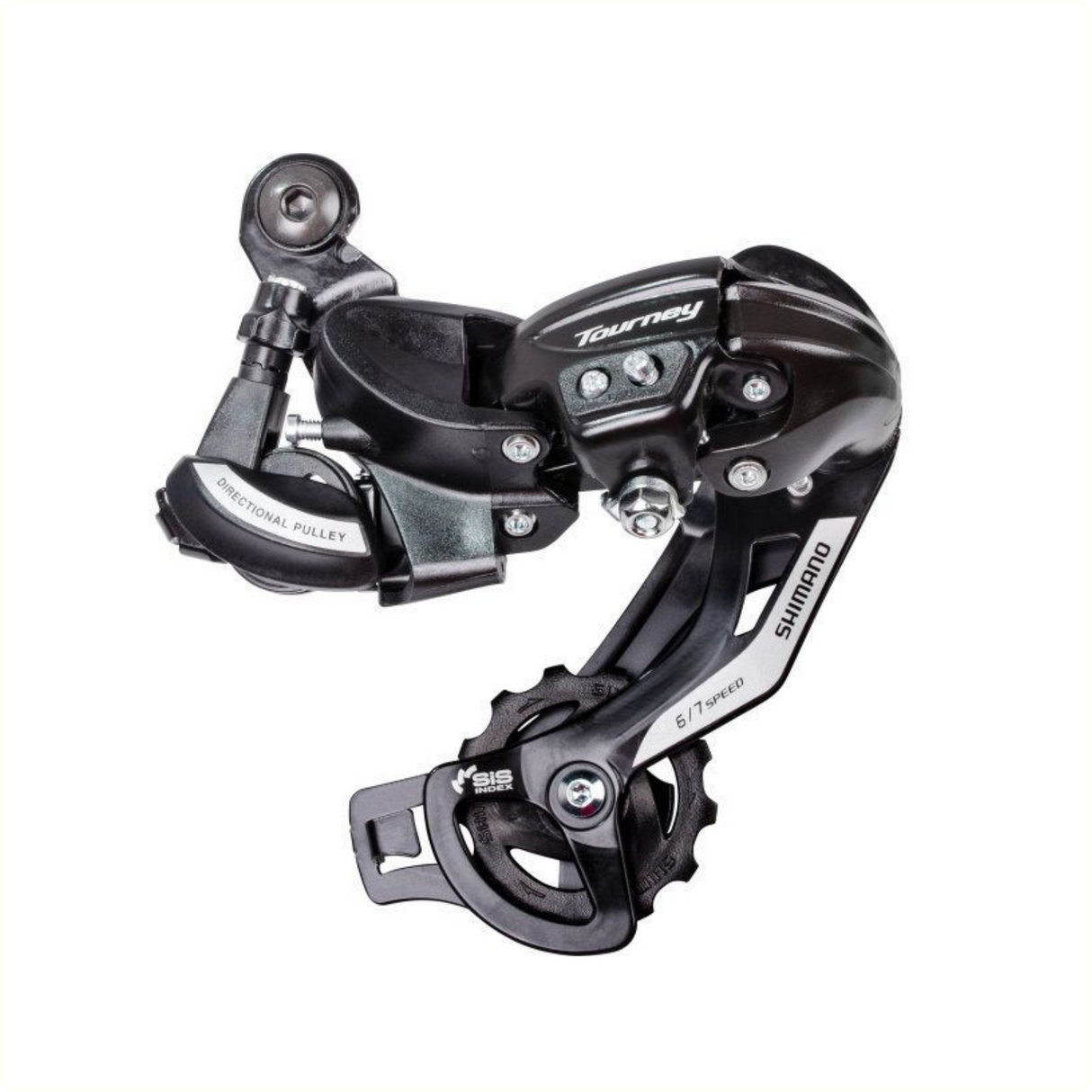 Shimano Tourney TZ500 6-speed achterderailleur. voor bevesting op derailleur pad,( hangverpakking)