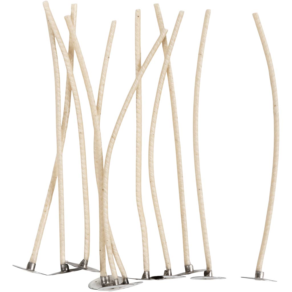 Lonten voor kaarsen in houder, geschikt voor houders met een diameter van 20-65 mm, l: 110 mm, dikte 2 mm, 10 stuk 1 doos