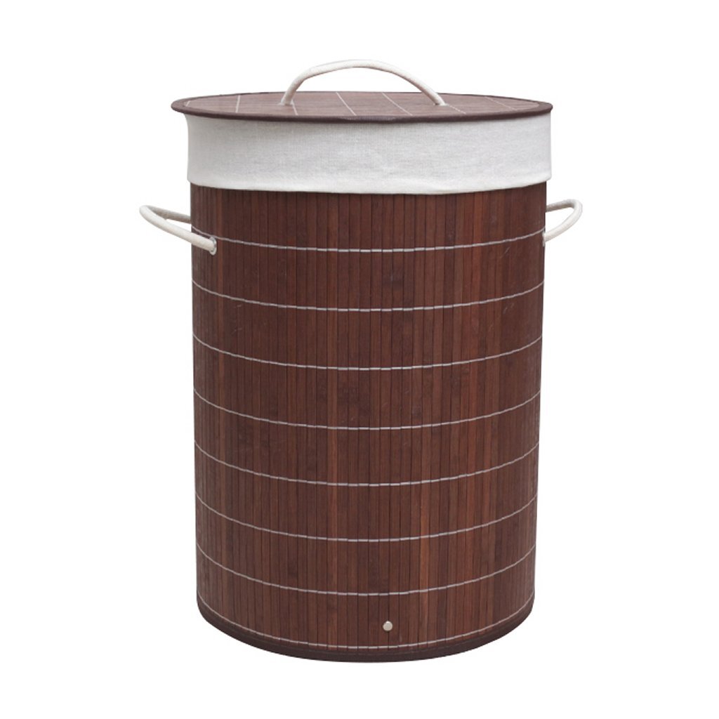 Homestyle pro ronde opvouwbare bamboe wasmand 35x50 cm bruin wit