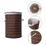Homestyle pro ronde opvouwbare bamboe wasmand 35x50 cm bruin wit