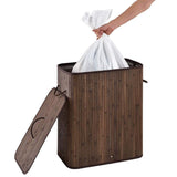 Homestyle pro rechthoekige bamboe wasmand + tekst 52x32x63 cm bruin wit